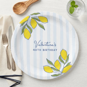 Plato De Papel Fiesta de limones dibujados a mano elegantes con r