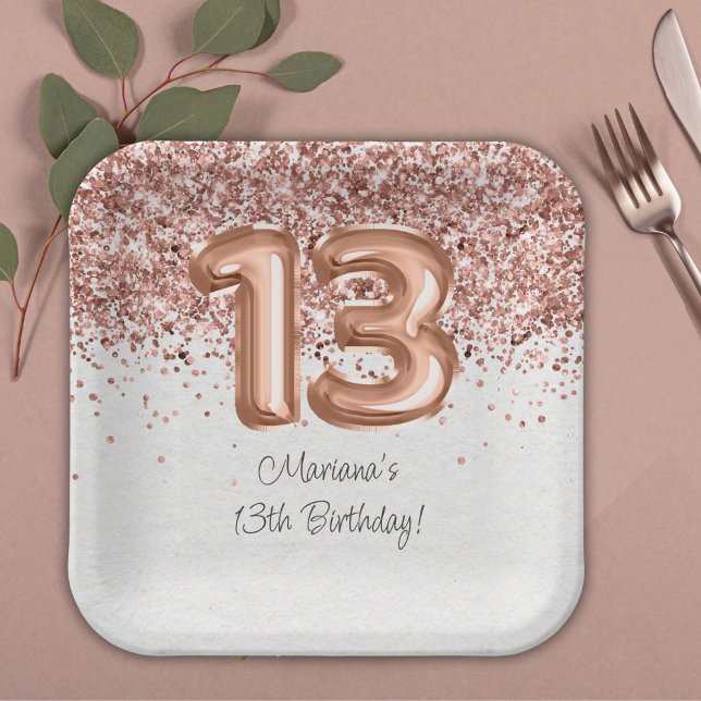 Plato De Papel Fiesta de los 13 Años de Oro Rosa (Subido por el creador)