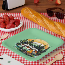 Plato De Papel fiesta de los amantes del camping en Guay