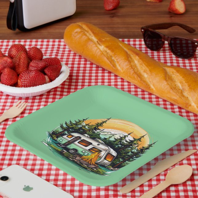 Plato De Papel fiesta de los amantes del camping en Guay (Picnic)