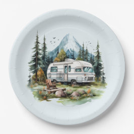 Plato De Papel fiesta de los amantes del camping en Guay