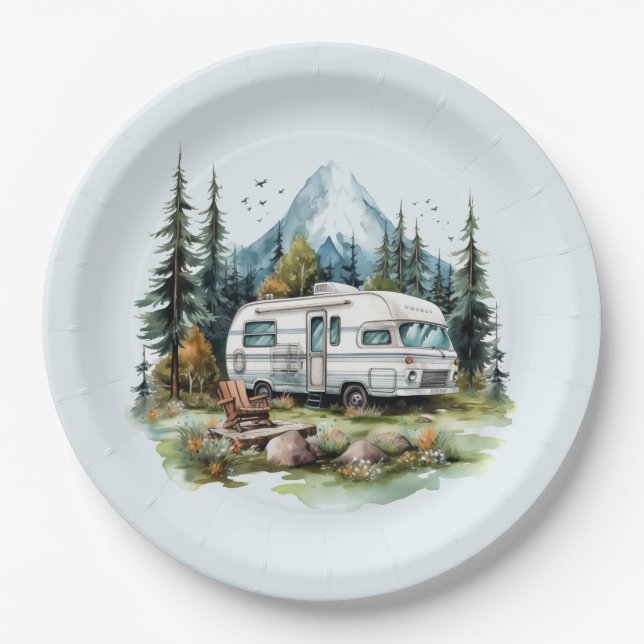 Plato De Papel fiesta de los amantes del camping en Guay (Anverso)
