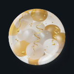 Plato De Papel Fiesta de los globos blancos y dorados<br><div class="desc">Confetti, streamers, globos dorados y blancos en estas placas de papel - 2 TAMAÑOS - son perfectos para una fiesta de cumpleaños, fiesta de cumpleaños número 50, cumpleaños, fiesta de aniversario número 50, fiesta de negocios y más. Se pueden modificar todos los textos, tipos de letra, colores y tamaños. Tenemos...</div>