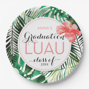 Plato De Papel Fiesta de Luau de Graduación Tropical