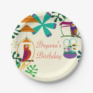 Plato De Papel Fiesta de Luau del vintage de la fiesta de