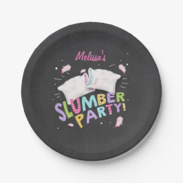 Plato De Papel Fiesta de madera Pajamas Sleepover Placas rosadas