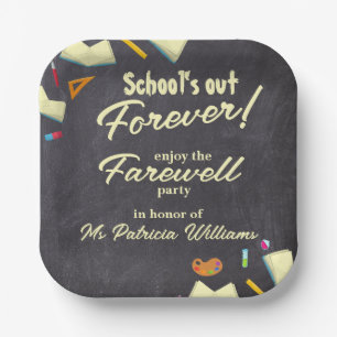 Plato De Papel Fiesta de Maestros Retirados de Chalkboard