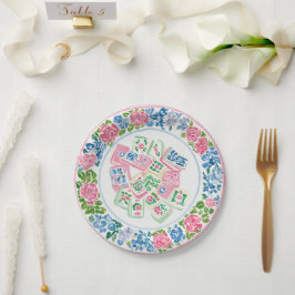 Plato De Papel Fiesta de Mahjong Preppy Chinoiserie