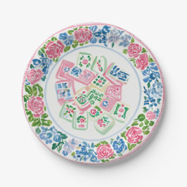 Plato De Papel Fiesta de Mahjong Preppy Chinoiserie
