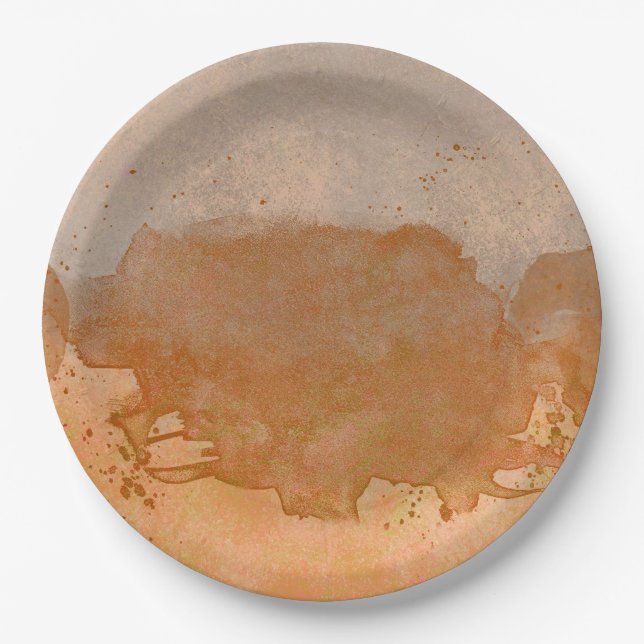 Plato De Papel fiesta de manchas de café frescas (Anverso)