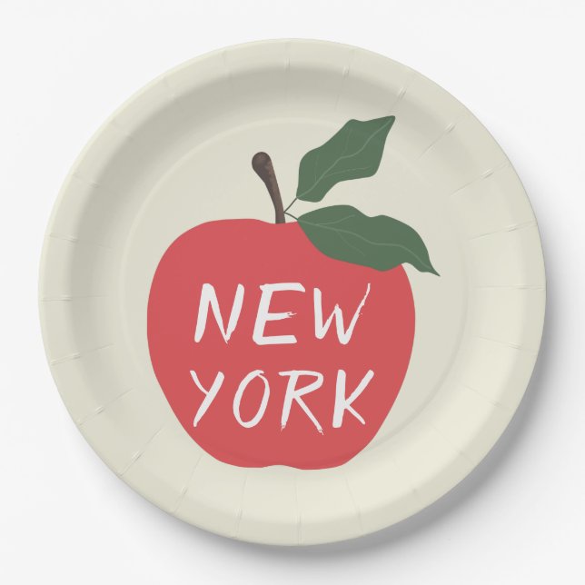 Plato De Papel Fiesta de manzanas rojas de Nueva York (Anverso)