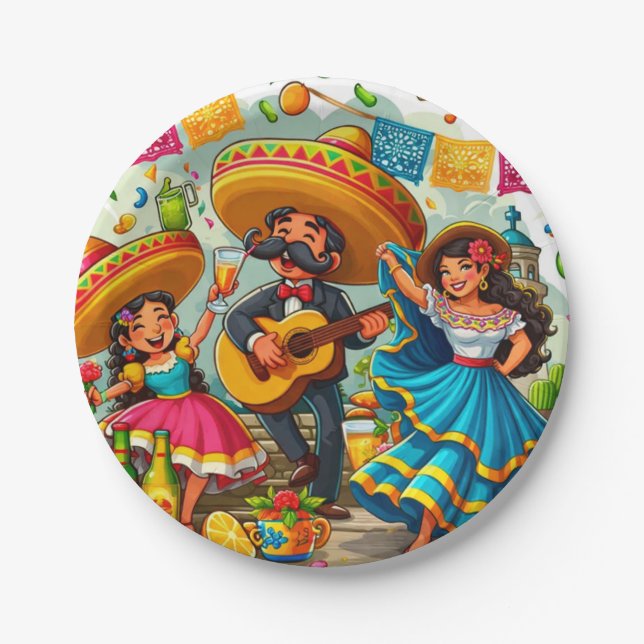 Plato De Papel Fiesta de Mariachi  (Anverso)