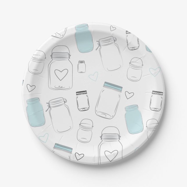 Plato De Papel Fiesta de Mason Jars Country Rústico (Anverso)