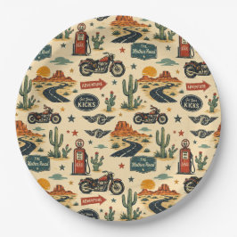 Plato De Papel Fiesta de mesa americana Ruta 66