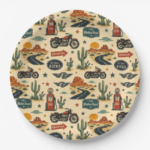 Plato De Papel Fiesta de mesa americana Ruta 66
