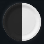 Plato De Papel Fiesta de Moda de cumpleaños medio blanco y negro<br><div class="desc">Personalizar para cualquier evento.</div>