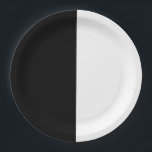 Plato De Papel Fiesta de Moda de cumpleaños medio blanco y negro<br><div class="desc">Personalizar para cualquier evento.</div>