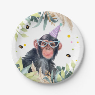 Plato De Papel Fiesta de monos chimpancés animales Safari cumplea