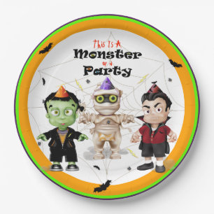 Plato De Papel Fiesta de Monsters de Halloween