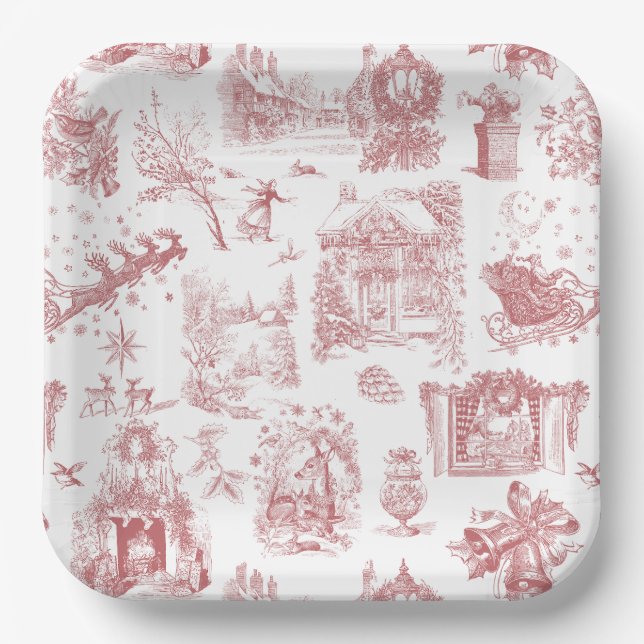 Plato De Papel Fiesta de Navidad Chinoiserie (Anverso)