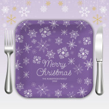 Fiesta de Navidad Copos de Nieve Purpura