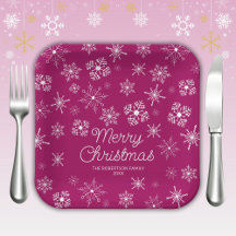 Fiesta de Navidad Copos de Nieve Rosa Magenta