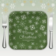 Fiesta de Navidad Copos de Nieve Verdes
