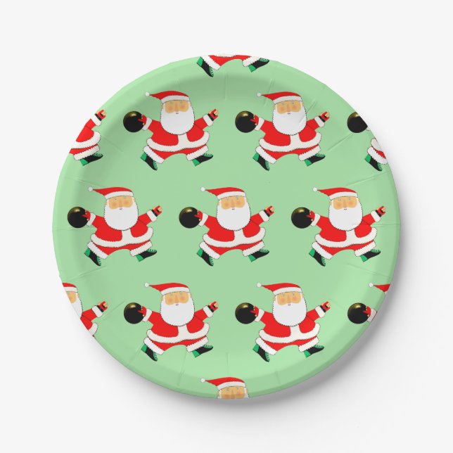 Plato De Papel Fiesta de Navidad de Bolos (Anverso)