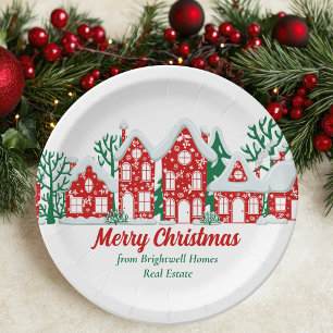 Plato De Papel Fiesta de Navidad de empresa inmobiliaria personal