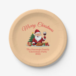 Plato De Papel Fiesta de Navidad de Papá Noel Feliz Personalizabl