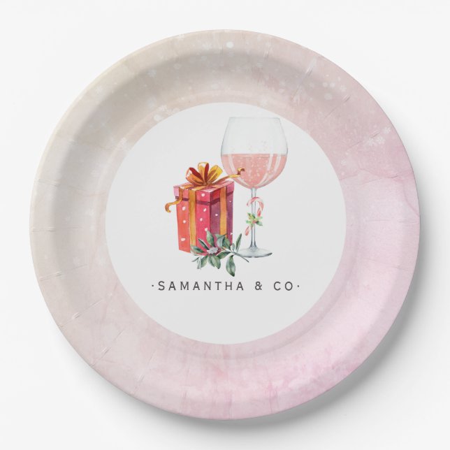 Plato De Papel Fiesta de Navidad de Película Retro (Anverso)