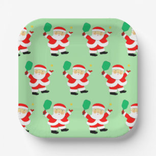 Plato De Papel Fiesta de Navidad de Pickleball