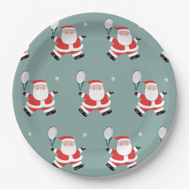Plato De Papel Fiesta de Navidad de tenis (Anverso)