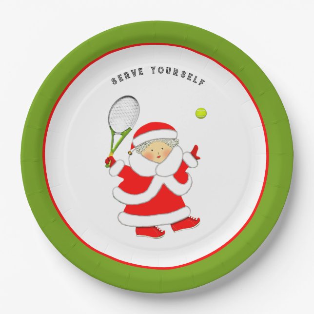 Plato De Papel Fiesta de Navidad de tenis (Anverso)
