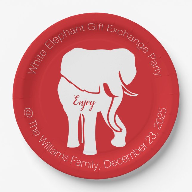 Plato De Papel Fiesta de Navidad del intercambio del regalo del (Anverso)