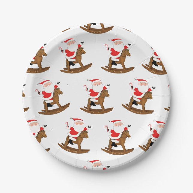 Plato De Papel Fiesta de Navidad ecuestre (Anverso)