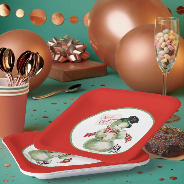 Plato De Papel fiesta de Navidad retro vintage (Multi)