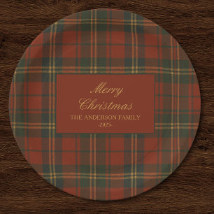 Plato De Papel Fiesta de Navidad Vintage Cuadro Clásico Atemporal
