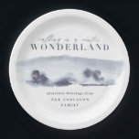 Plato De Papel Fiesta de Navidades de acuarela abstracta de color<br><div class="desc">Caminar en invierno es maravilloso tierra mínima azul abstracto Navidades vacaciones fiesta de  festividades platos de papel. Hermosa pintura moderna de acuarela abstracta. Parte de una colección de vacaciones.</div>