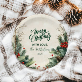 Plato De Papel Fiesta de Navidades de Birch Pinecone