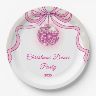 Plato De Papel Fiesta de Navidades de Chicas Pink Disco Sparkle