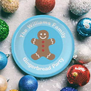 Plato De Papel Fiesta de Navidades de Cute Gingerbread Man Cookie