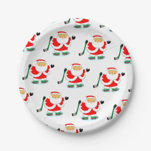 Plato De Papel Fiesta de Navidades de hockey