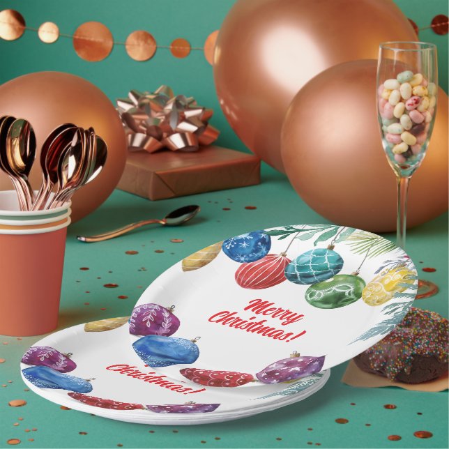 Plato De Papel Fiesta de Navidades de intercambio de ornamentos d (Multi)