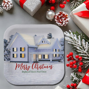 Plato De Papel Fiesta de Navidades de invierno de personalizado R
