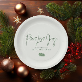 Plato De Papel fiesta de Navidades de "Peace Love Joy"