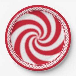 Plato De Papel Fiesta de Navidades de Peppermint Candy Swirl