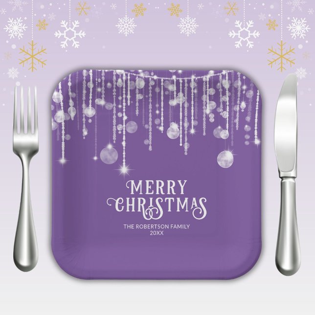Plato De Papel Fiesta de Navidades de Purple String Lights (Subido por el creador)