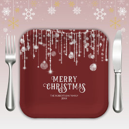 Plato De Papel Fiesta de Navidades de Red String Lights