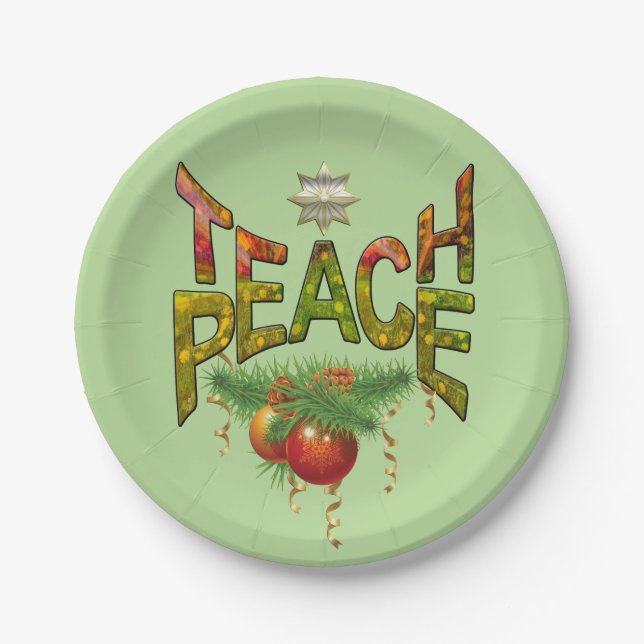 Plato De Papel Fiesta de Navidades de Teach-Peace (Anverso)